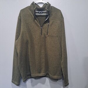 Eddie Bauer Mens XXL Olive Green Marl Quarter Zip Sweater Fleece Pullover Jacket
